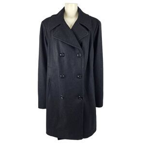 Anne Klein women 3X wool blend black long Double breasted peacoat NWT MSRP $275